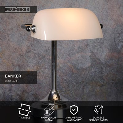 Lucide BANKER - Desk lamp - 1xE14 - Chrome